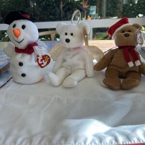Ty Beanie Baby‎ Halo Teddy Snowball  Lot of 3 Original Tags, Winter Christmas